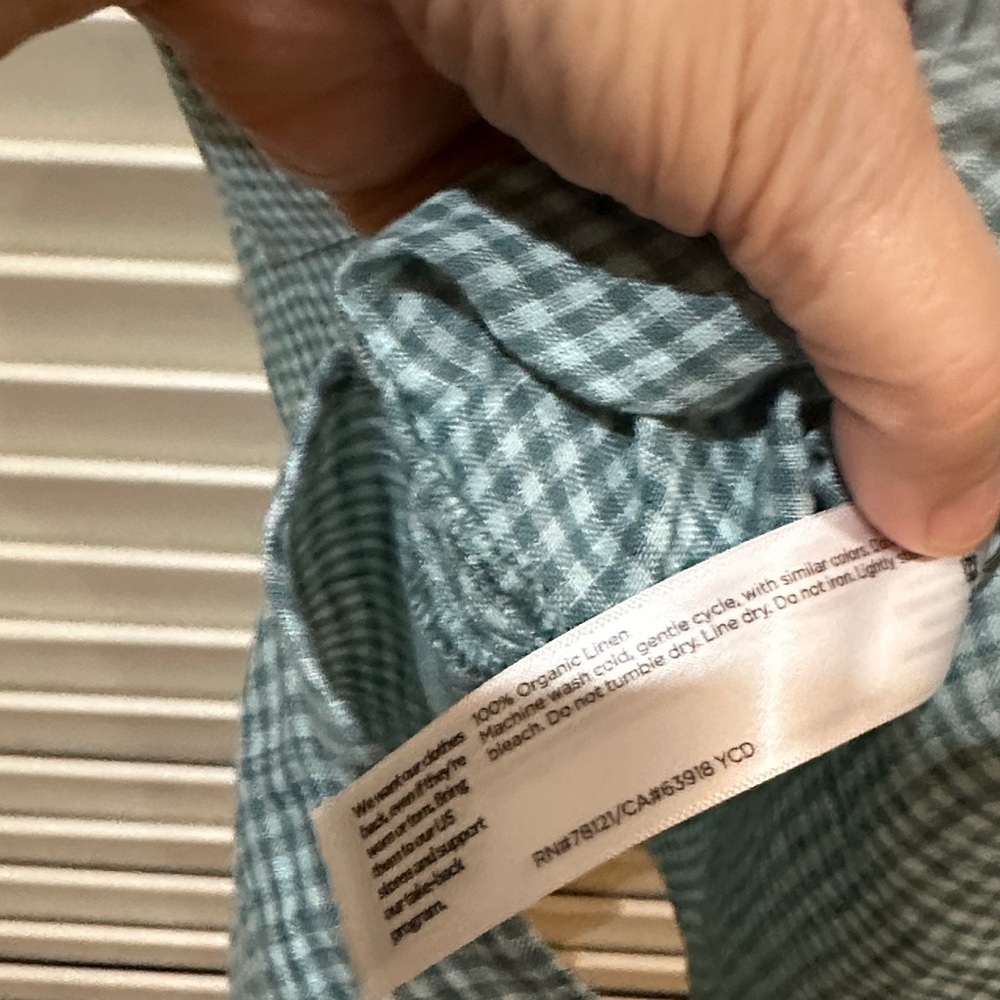 Eileen Fisher Sleeveless Button-Front Gingham Midi Dress in Teal Blue. Size xs - Picture 7 of 7